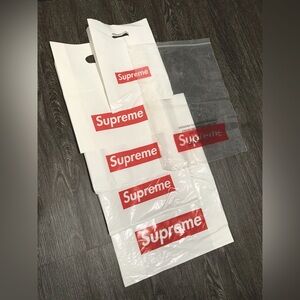 Supreme Plastic Bags S/M/L Lot of 6. Authentic white red logo shopping bags